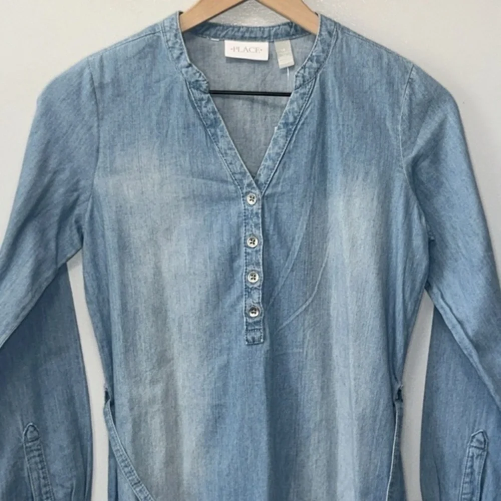 "NWT"Children's Place Girls Chambray Long Sleeve Belted Shirt Dress- Size XL(14) - Picture 5 of 11